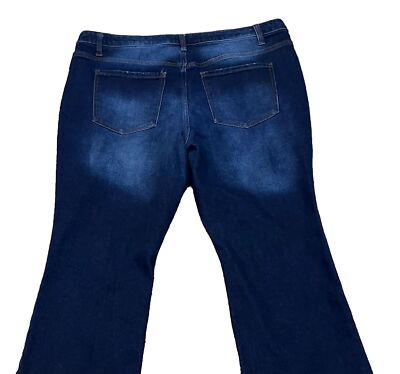 Terra & Sky Jeans Womens 18W High Rise Crop Flare Distressed Dark