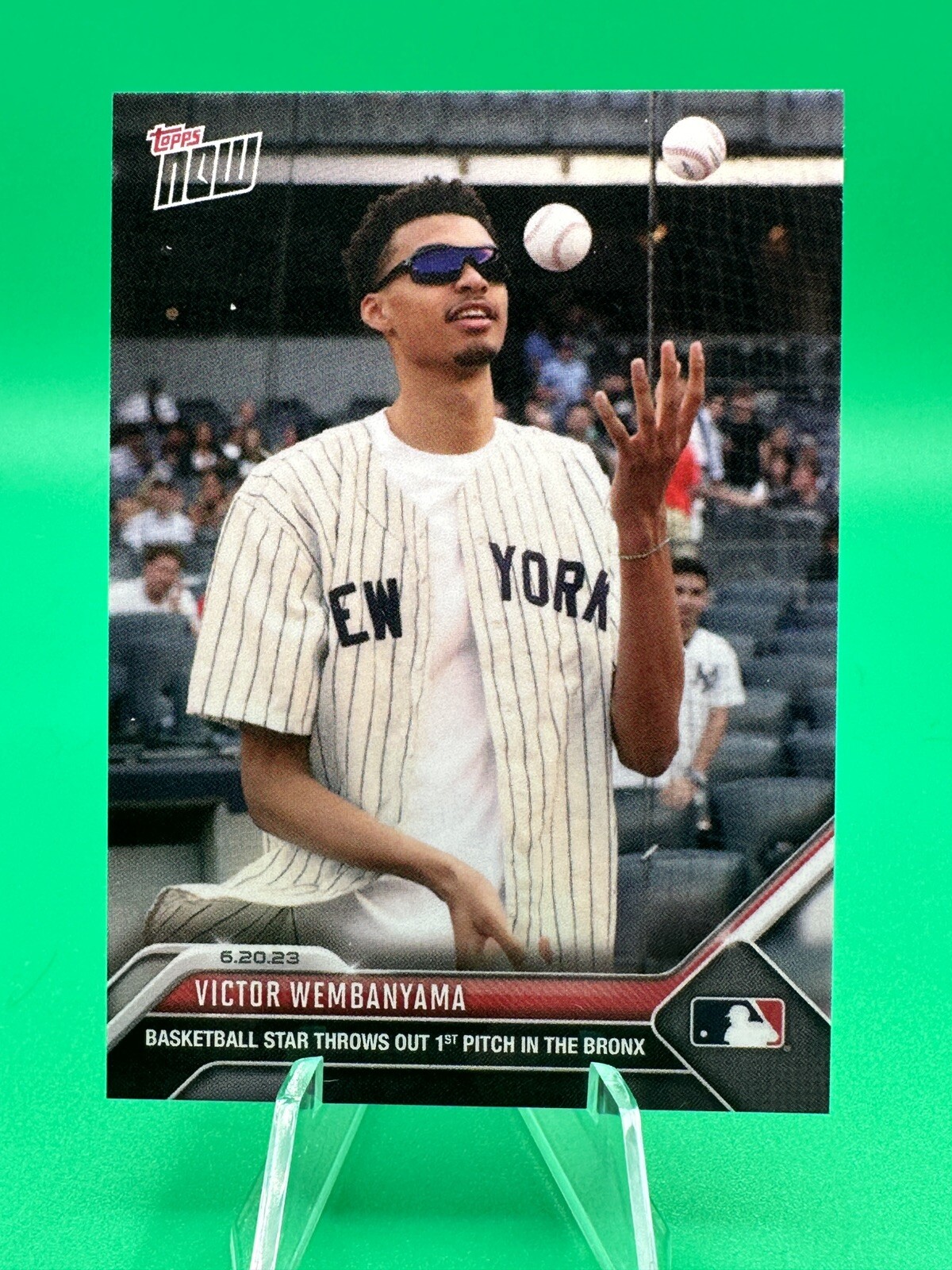 Victor Wembanyama 2023 Topps Now 472 1st Pitch For Yankees Rookie Card 