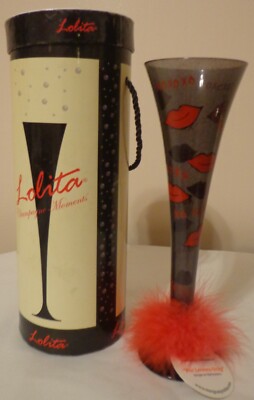 LOLITA LOVE MY CHAMPAGNE MOMENTS GLASS FOR LOVERS ONLY RED LIPS XO BOA 8 OZ BOX