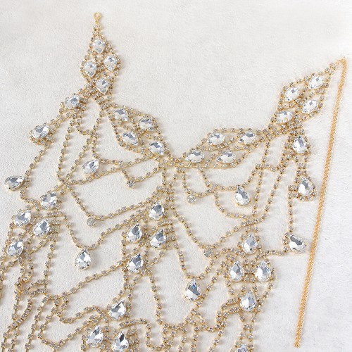Fashion Rhinestone Multi-Layer Chest Chain Women's Dress Body Chain Accessories - Picture 7 of 10
