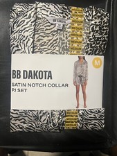 BB Dakota Satin Notch Collar Animal Pajamas Set Medium