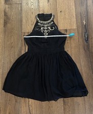 Windsor Black Halter Beaded Formal Dress Gently Used