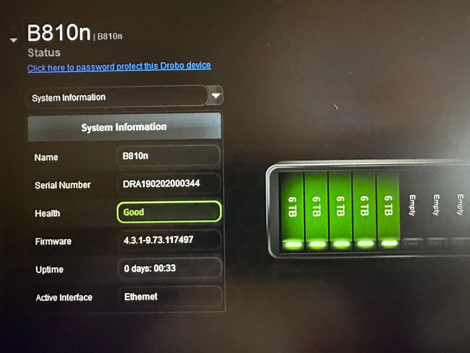 Drobo B810N 30TB's Installed  8 Bay Array w/ Qty X5 WD 6TB PURPLE Drivs WD63PURZ - Image 2 of 4