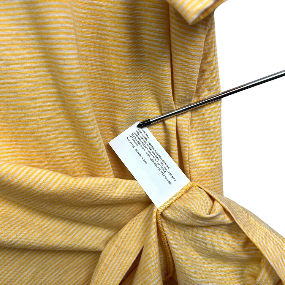 Theory Bron D Polo Shirt Striped Marigold Yellow Short Sleeve Men Size XXL - Image 4 of 4