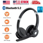 Trucker Bluetooth 5.2 Wireless Headset With Noise Cancelling Mic For Phones PC