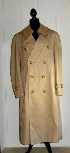 VINTAGE BURBERRY DOUBLE BREASTED TRENCH COAT WITH WOOL LINING AND BELT ~ MENS 40 - Picture 1 of 15