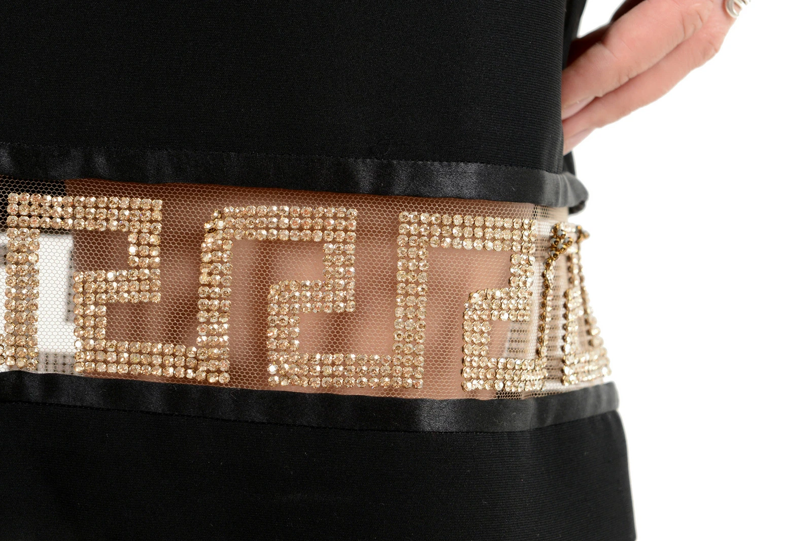 Versace abito da sera donna nero ricamato US XS IT 38