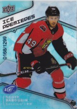 19-20 UD Ice Scott Sabourin /1299 Rookie Premieres Senators 2019