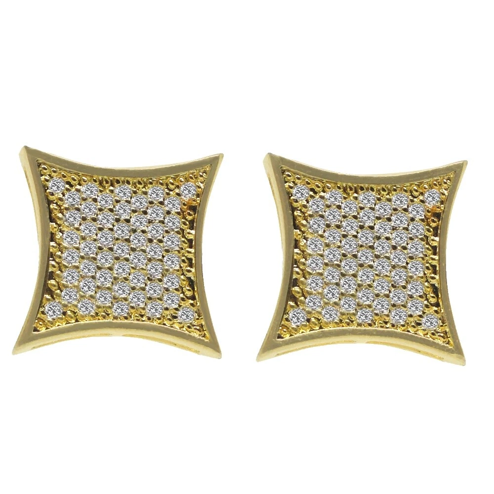Circonita Cúbica Pendientes De Oro Amarillo Blanco para hombres