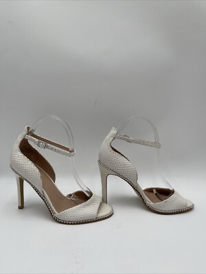 BCBGeneration Jessika Snakeskin-Embossed Leather Dress Sandals White Size  7.5M | eBay