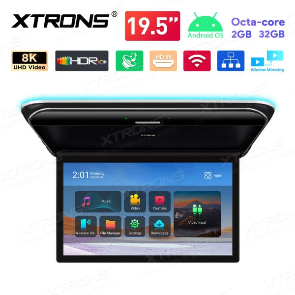 XTRONS 19.5" IPS 8Core Android Deckenmonitor HDMI 8K HDR10+ IR FM Flipdown 2+32G - Bild 2 von 4