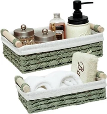 Wicker Basket for Organization with Carrying Handle Decorative Storage Basket