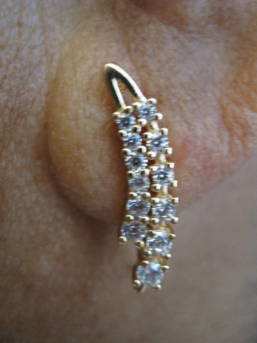 Earrings with Fish Hook type backs & CZs 5 designs U choose from 14K Gold Plated - Picture 10 of 12