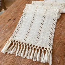 Boho Table Runner 48 Inches Long for Fall Home Decor Farmhouse Cream 12×48"
