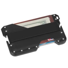 Tactical Minimalist Men Wallet, Cash Strap Metal Card Holder Slim Wallet for Men