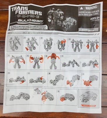 Transformers Prime Cyberverse Bulkhead Instruction Sheet Hasbro 2012