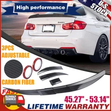 3x Carbon Fiber Adjustable Rear Trunk Spoiler Lip Roof Tail Wing For Car Sedan