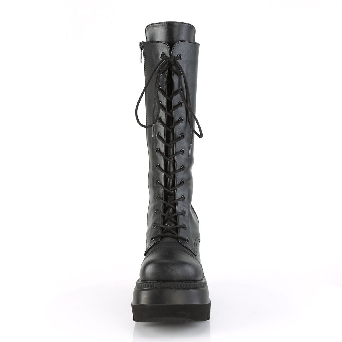 DEMONIA SHA72/BVL Gothic Punk Wedge Platform Lace Up Black Mid
