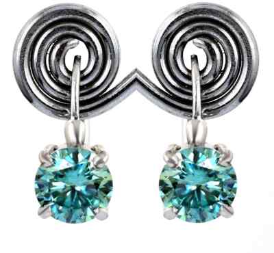 RARE 4.20 Ct Certified Treated Blue Diamond Solitaire Stud Earrings, 925 Silver