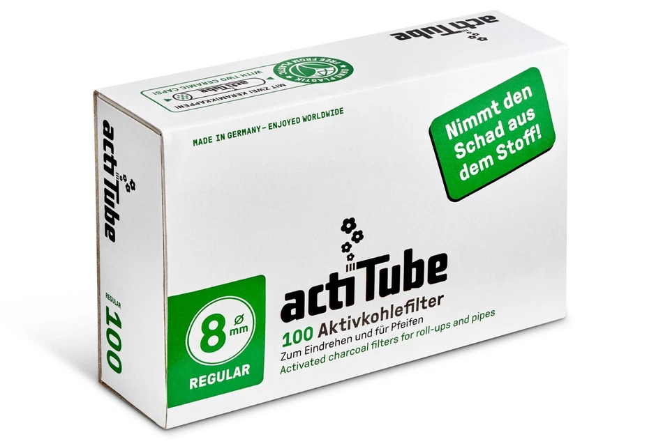 actiTube 100 Filter Aktivkohle REGULAR 8mm | Aktivkohlefilter Stückzahl wählbar