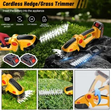 Hedge Trimmer Cordless Grass Shear Handheld Grass Trimmer 2*Battery  Charger
