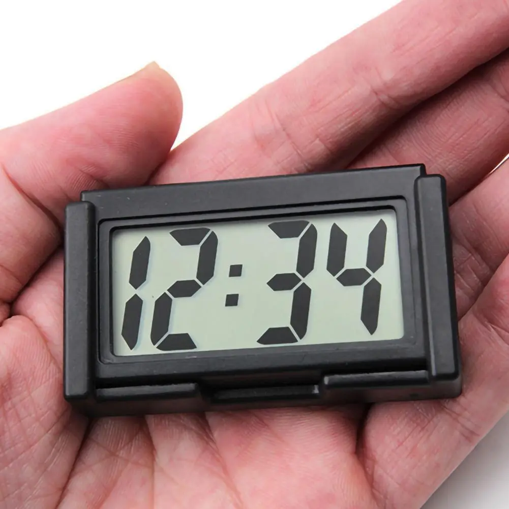 Kleine selbstklebende Auto Schreibtisch Uhr Elektronische Uhren LCD Digital  Neu