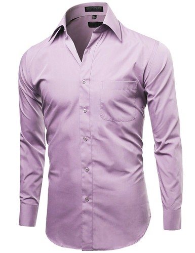 Herren Knopfleiste formelles Kleid Shirt Langarm einfarbig normale Passform - Bild 54 von 82