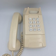 Vintage Beige GTE Wall Mount Push Button Phone Automatic Electric USA - Tested 