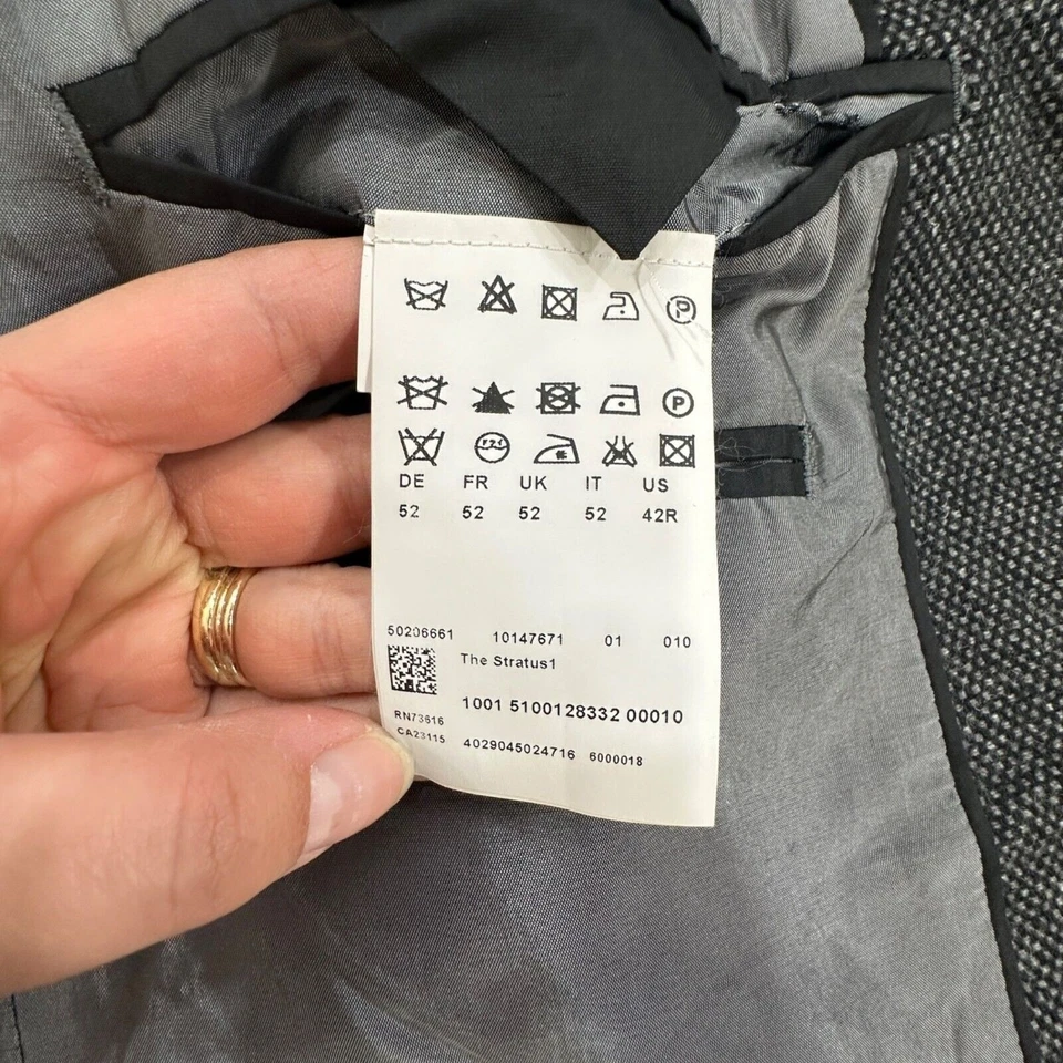 Hugo Boss Stratus 1 Mens 42R Gray Wool Blend Overcoat Classic Fit - Image 4 of 4