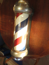 Rare Emil J. Paidar Chicago Mdl 95 Cast Iron Glass Chrome Revolving Barber Pole