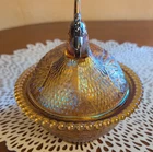 Vintage Iridescent Amber Indiana Hen on A Nest Candy dish