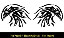 Tribal Eagle Two 5" Black Vinyl Decal Car Window Laptop Tablet Notebook Tumblers