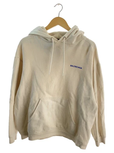 BALENCIAGA Felpa con Cappuccio S Cotone Beige Tinta Unita 300583 Usata