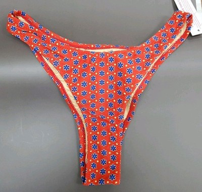 New Hey Harper Mauritius V Shaped Bikini Bottom Red/Blue Size Medium
