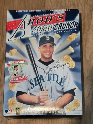 ARod's 40/40 Crunch FULL OF CEREAL box 2000 Alex Rodriguez Autograph facsimile