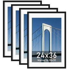 Wiscet 24x36 Poster Frame Set of 4, Display Picture 20x30 with Mat or 24 x 36...