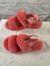 So Fluffy UGG Oh Yeah Womens Slipper Strawberry Sorbet Pink Sz 8