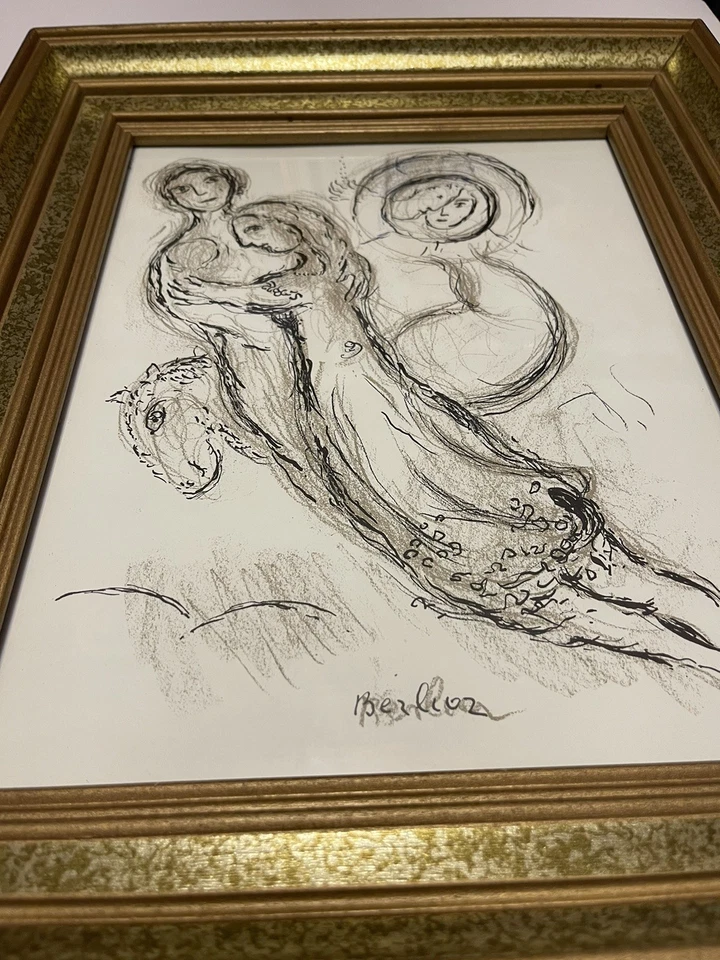 Litografía de 2 caras enmarcada de Marc Chagall, boceto de trabajo #5 Ópera de París, con certificado de autenticidad Foto 2 de 4