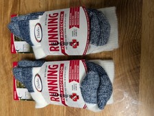 2-Unisex Thorlos Cushion Rolltop Running Socks, White/Navy, M 9-12.5, W 10.5-13