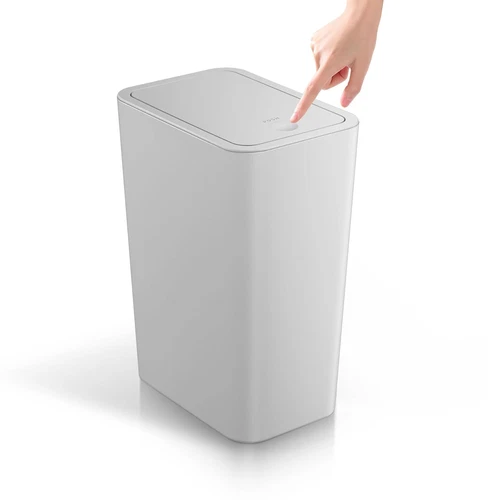 Bote de basura 15L con tapa presion plastico gris para bano h  ogar oficina