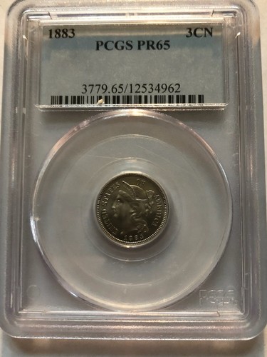 1883 Three‑Cent Nickel – PCGS PR65 – Gem Proof – Original Surfaces