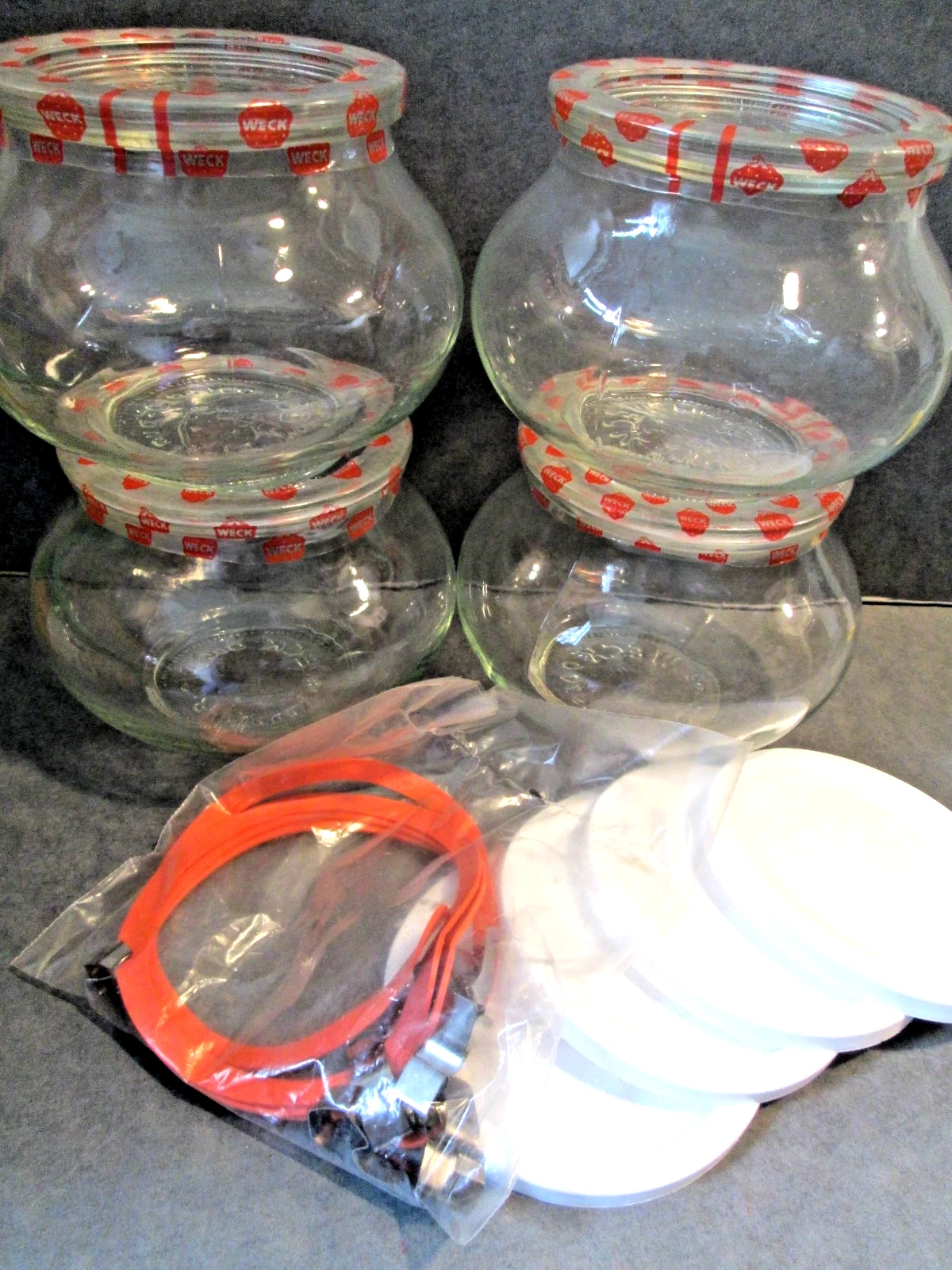 4 WECK 1 Liter Glass Jar Rundrand Glas 100 Strawberry Round Jars with Lids,Clips