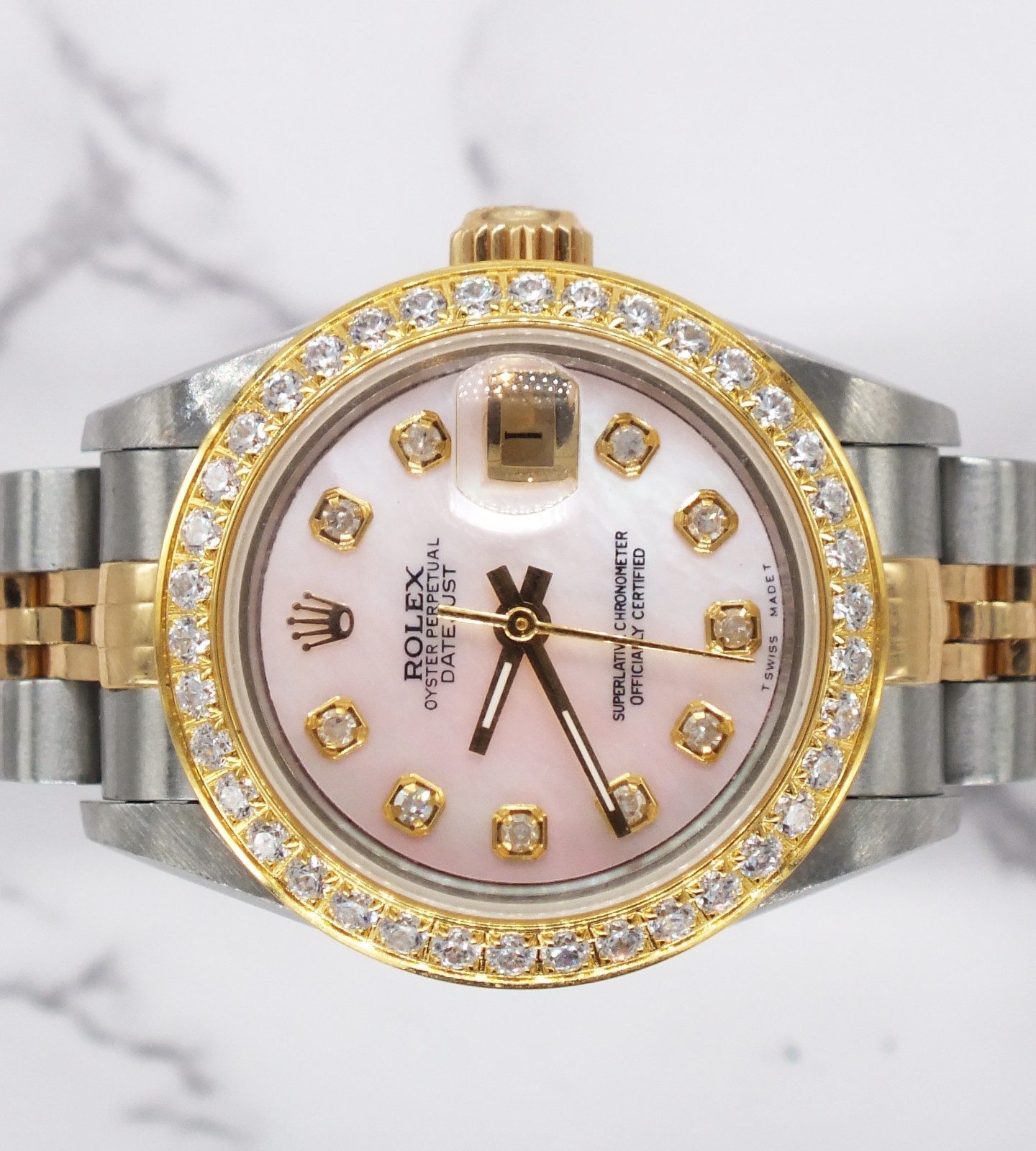 Steel Gold Rolex Datejust with Pink