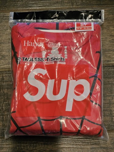 Supreme Spider-Man Tagless Tees 2 Pack Red Size Small S Brand New Sealed