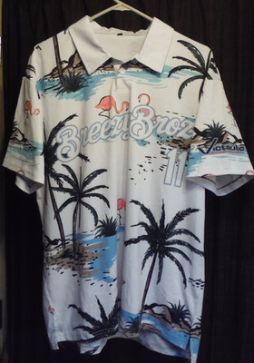VICTAULIC BREEZY BROZ T-BONE PINK FLAMINGO GOLF POLO SHIRT (L) EXCELLENT
