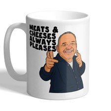 Bob Mortimer - Meats & Cheeses Always Pleases - Funny Comedian Quote, TV Mug