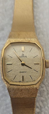 Lorus Quartz Women's Gold Tone Analog Octagon Case Metal Bracelet Dress Watch