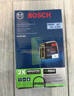 BOSCH Green-Beam Self-Leveling Cross-Line Laser GLL40-20G 40 Ft 