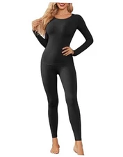  Womens Thermal Underwear Sets Long Johns Long Sleeve Base Layer Medium Black
