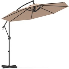 10 FT Patio Offset Umbrella w/ X-shaped Base Infinite Tile  360  Rotation